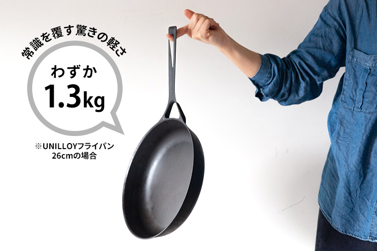 UNILLOY フライパン 内径26cm 鋳鉄パン 直火・IH対応 軽量 浅型 鉄製