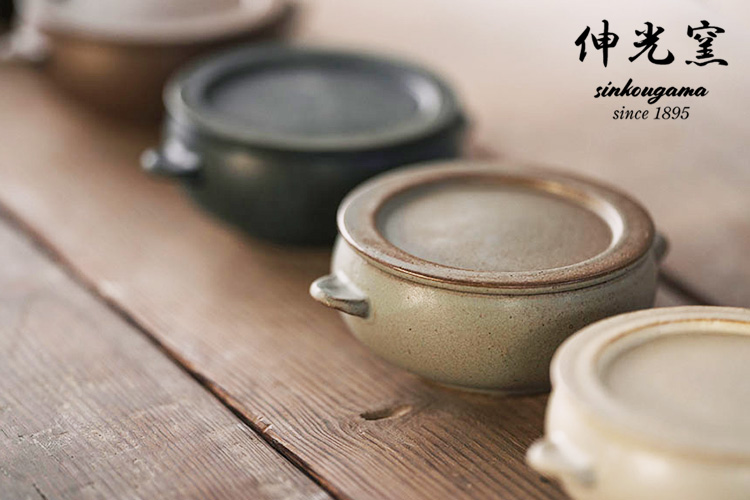 伸光窯 CORON Mom ボウル＋フタ皿セット おひつ 2〜3人用 美濃焼