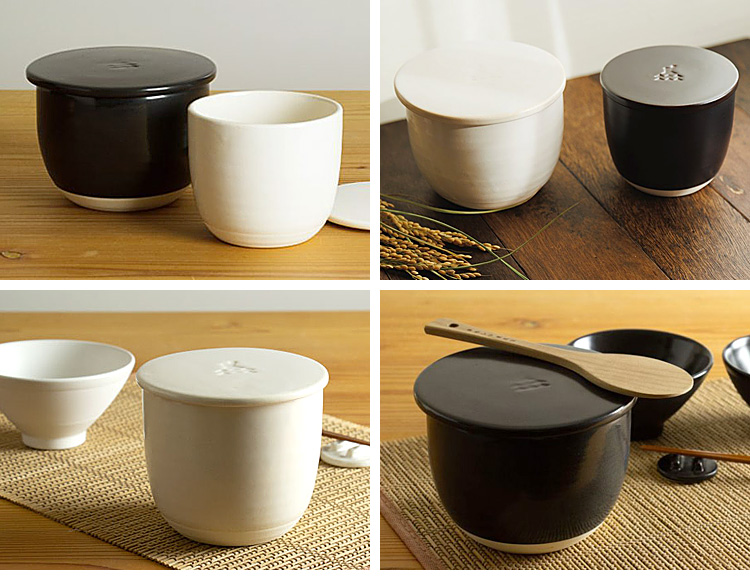 かもしか道具店 陶の飯びつ ふつう （1.5合 おひつ ごはん保存容器