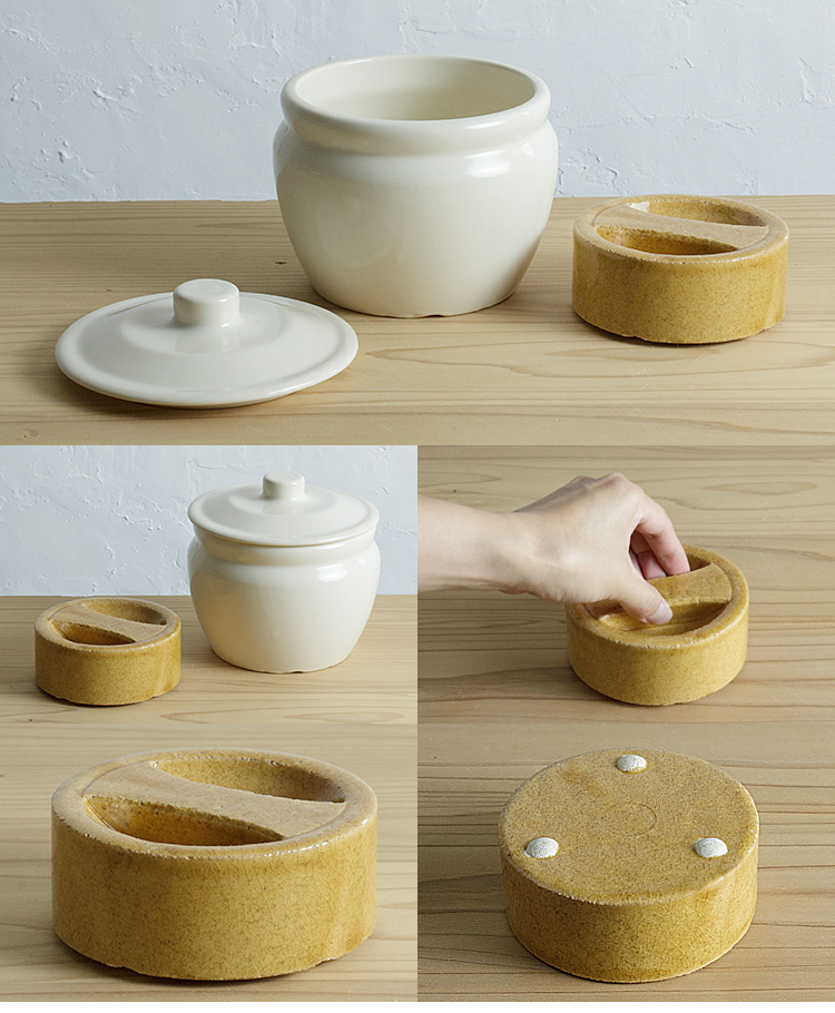 かもしか道具店 浅漬けの壺 重石付きセット 900ml （浅漬けの壷 浅漬け