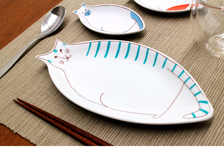 ハレクタニ ネコ皿 27cm 1枚単品 九谷焼 （中皿 プレート おかず皿