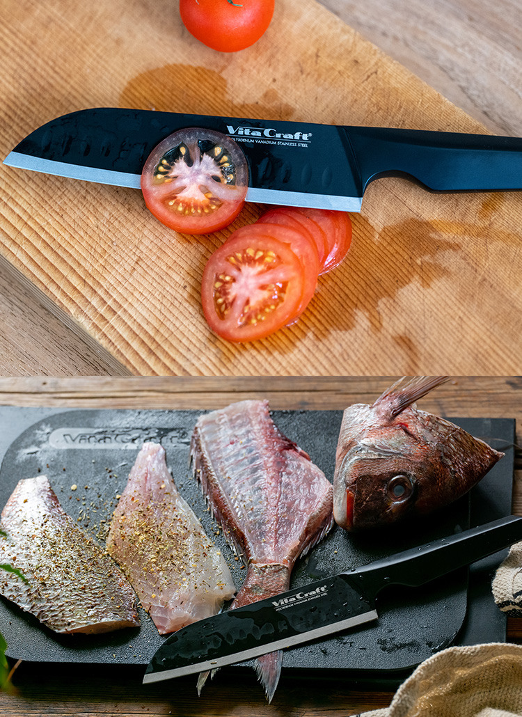 Vita Craft（ビタクラフト） SOLID KNIFE BLACK THE SANTOKU （Vita