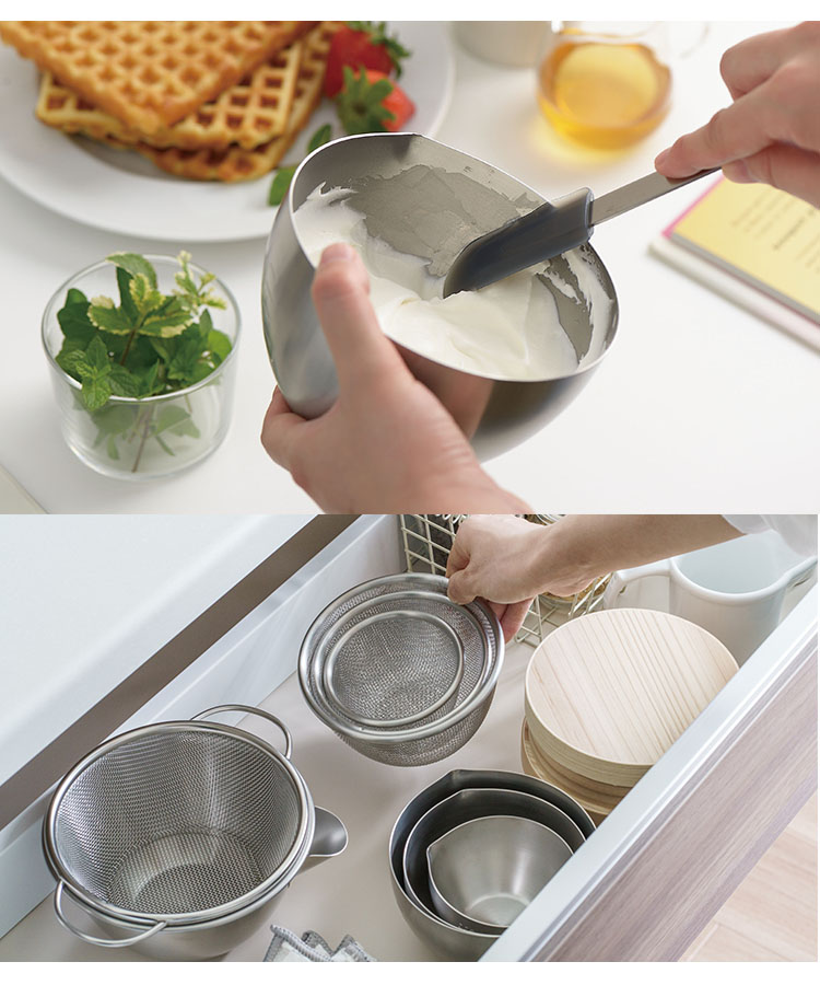 家事問屋 下ごしらえボウル＆ザル 3サイズ6点セット （9 11 13 目盛り