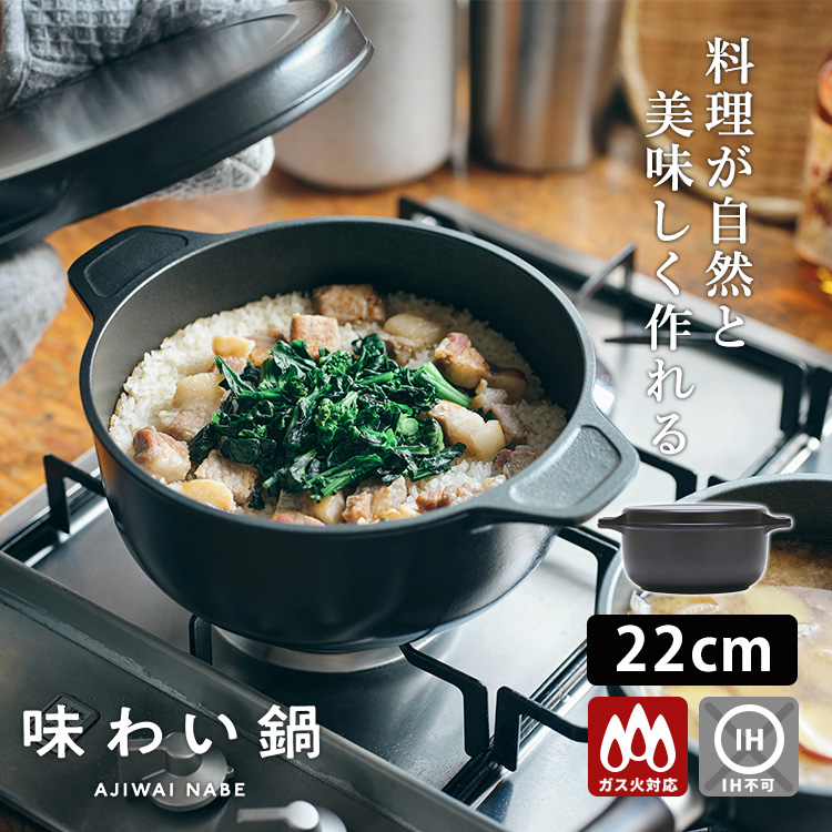 味わい鍋 両手 22cm （3.2L 4合 AJ-103 アルミ鋳物 1台12役 日本製