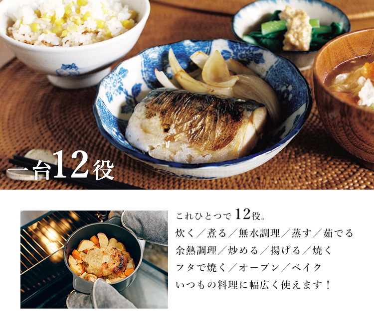 味わい鍋 両手 22cm （3.2L 4合 AJ-103 アルミ鋳物 1台12役 日本製