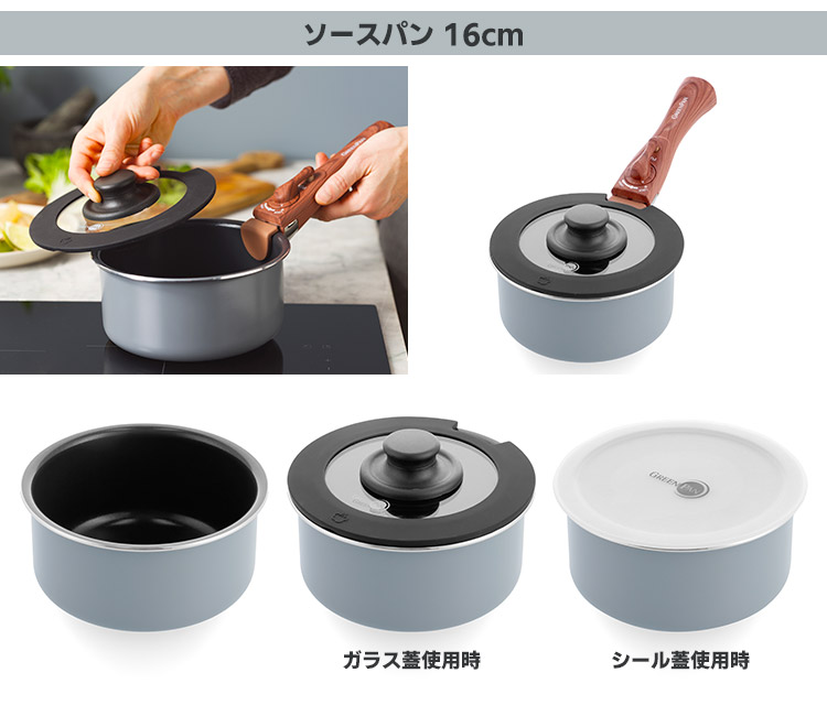GREEN PAN（グリーンパン） クリックシェフ9点セット チャコールグレー