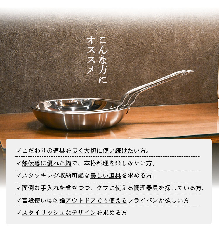 フジノス アルミクラッド 三層 フライパン 24cm （日本製 燕三条 IH