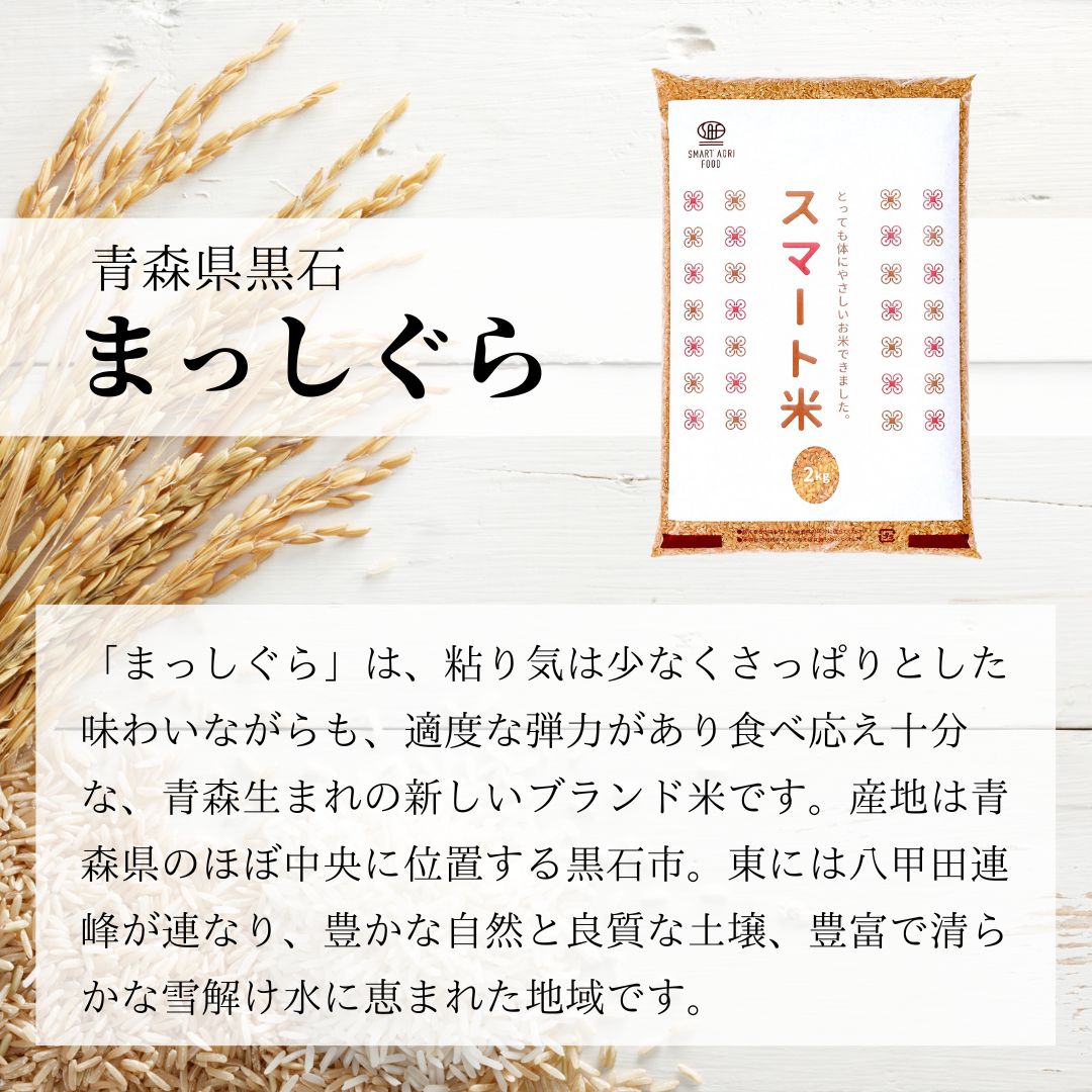 スマート米 青森県産 まっしぐら 無洗米玄米 節減対象農薬50%以下 5.0