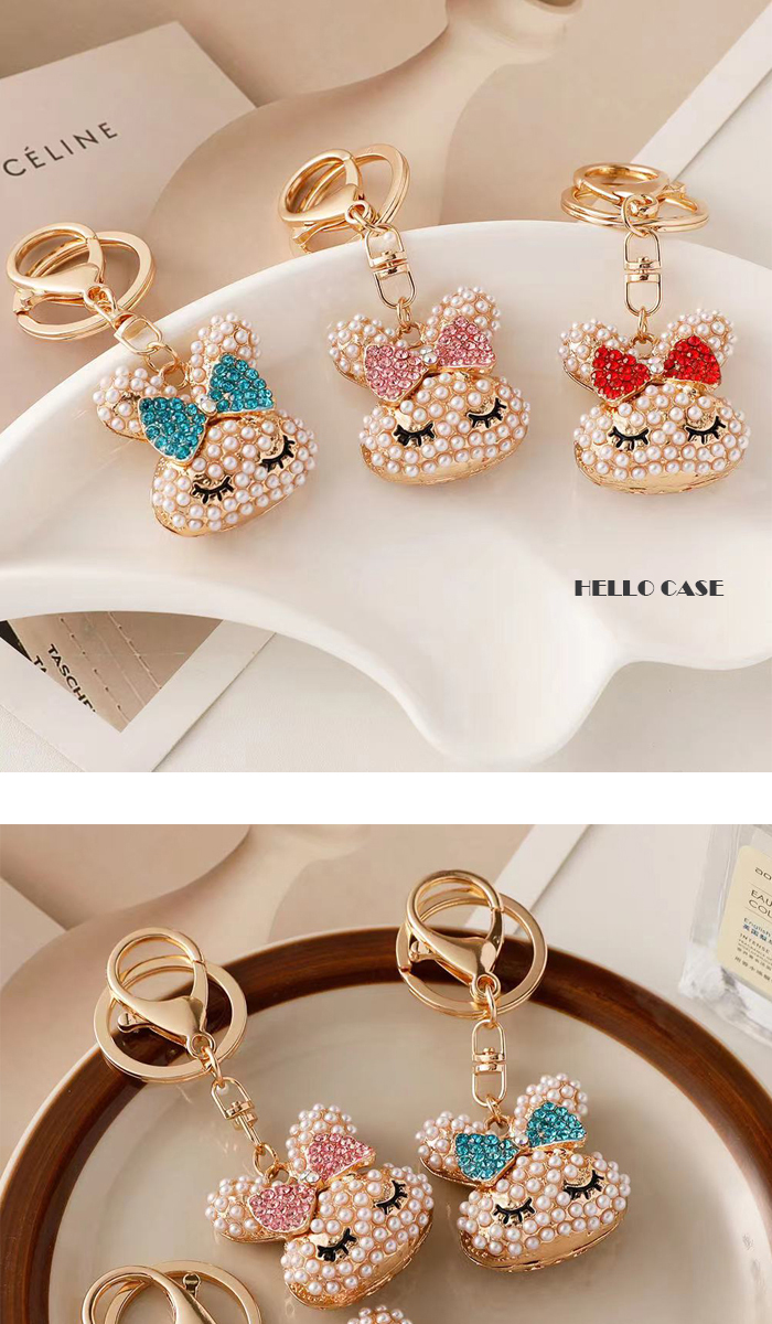 ハンドメイド☆キッズリボン☆ピンク☆うさぎ柄☆ビジューと揺れる