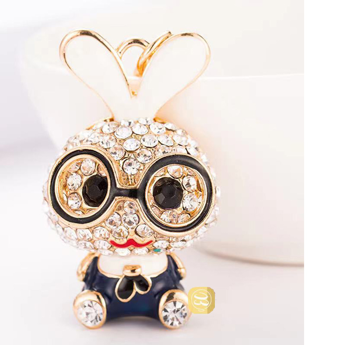 眼鏡兎 バッグチャーム ウサギモチーフ キラキラ 癒し系 可愛い