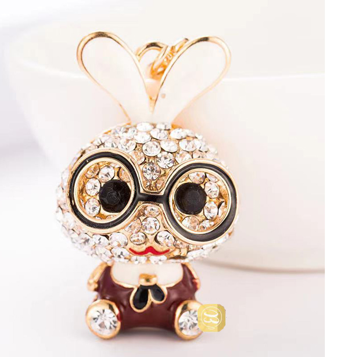 眼鏡兎 バッグチャーム ウサギモチーフ キラキラ 癒し系 可愛い