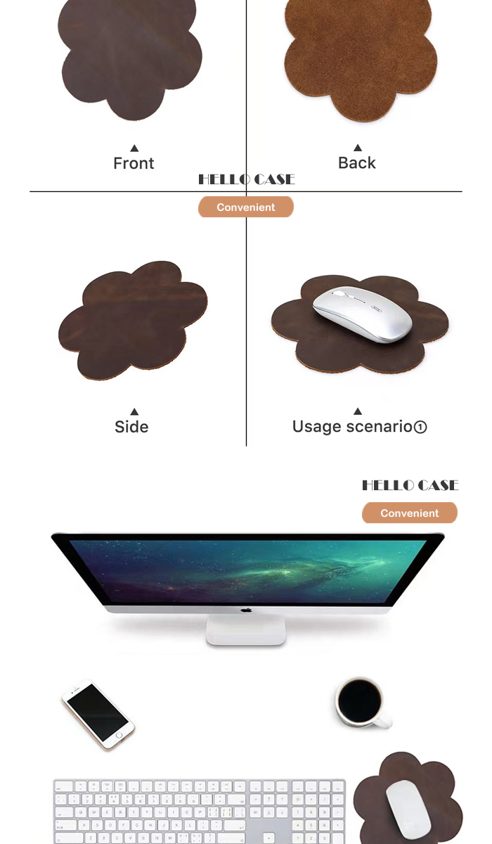 花びらの形マウスパッド 本革 マウスパッド レザー レトロクレイジー