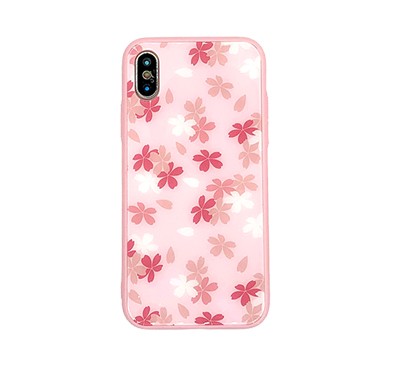 iPhone 8 Plus ケース iPhone 7 Plus 花柄 桜 スマホケース ガラスケース iPhone Xs アイフォン 8 プラス ハードケース さくら お花見 背面保護カバー｜smartec｜02