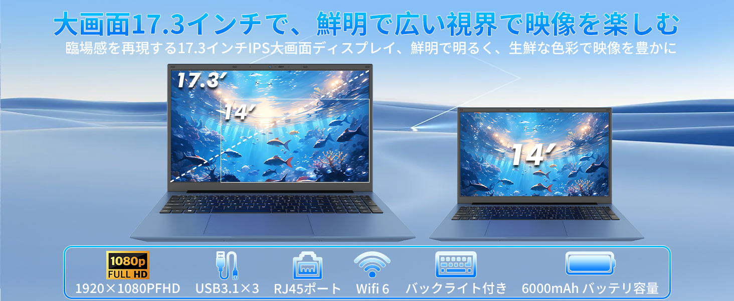 大画面17.3インチ