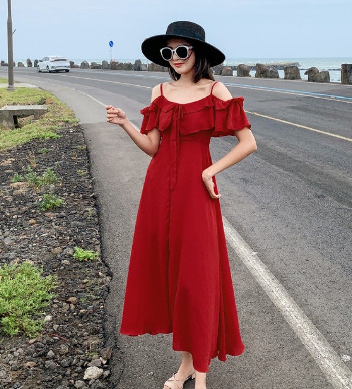 ロングワンピース ワンピース 赤 マキシワンピース 夏 レディース 送料無料 ビーチワンピース マキシ丈 リゾート カジュアル きれいめ 海 タンク ワンピース Ladydress g3166 スマートビジネス 通販 Yahoo ショッピング