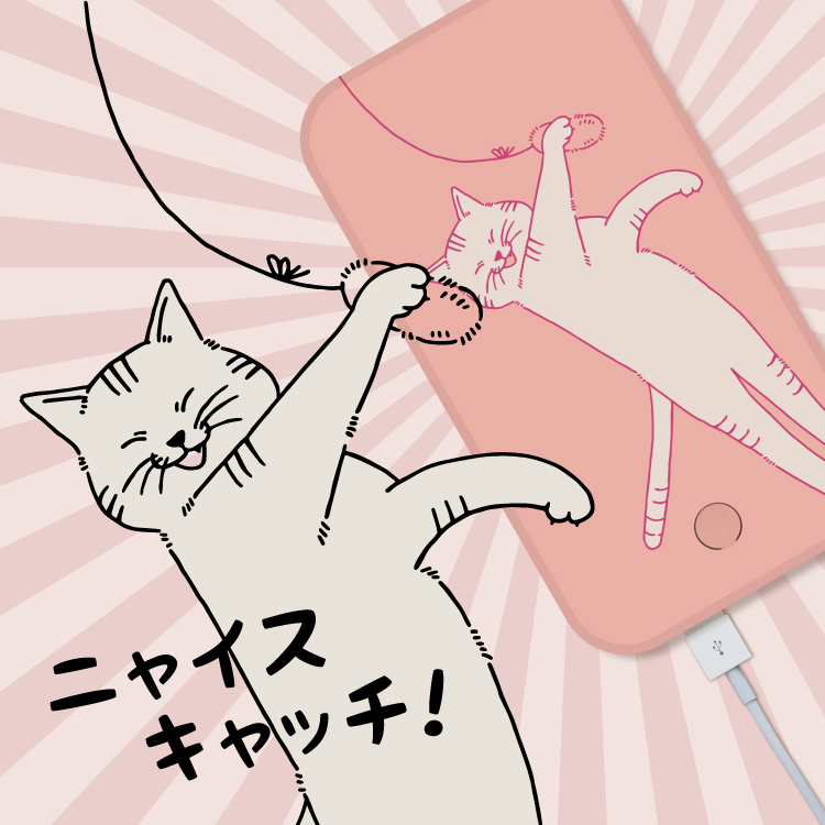 最安値挑戦中 モバイルバッテリー 軽量 iphone 薄型 5000mAh スマホ ピンク 猫｜smartphonecase-y｜02