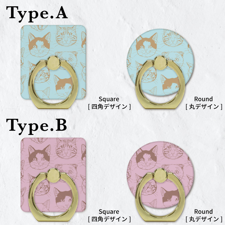 スマホリング リング iPhone Android リング バンカー落下防止 猫 ねこ 線画｜smartphonecase-y｜02