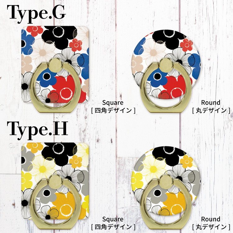 スマホリング リング iPhone Android リング バンカー落下防止 シルバー 青 花 花柄 かわいい｜smartphonecase-y｜05