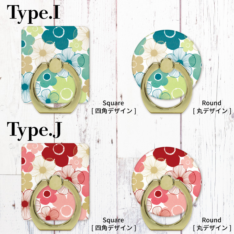 スマホリング リング iPhone Android リング バンカー落下防止 シルバー 青 花 花柄 かわいい｜smartphonecase-y｜06