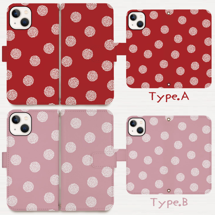iphone16e ケース 手帳型 iphone15 スマホケース iphone16 iphone16pro ケース iphone14 iphone13 手帳型ケース iphoneSE 水玉 ドット 北欧風 ピンク | iPhone | 02