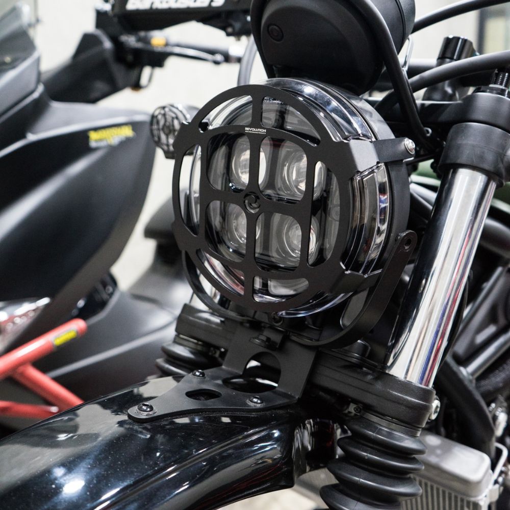 ホンダ CL250/500 新型レブル250/500アルミ製ヘッドライトガード Front Light Cover 2D REVOLUTION  HONDA CL250-500/Rebel 250-500(2023)MC57 PC68 MC49 PC60