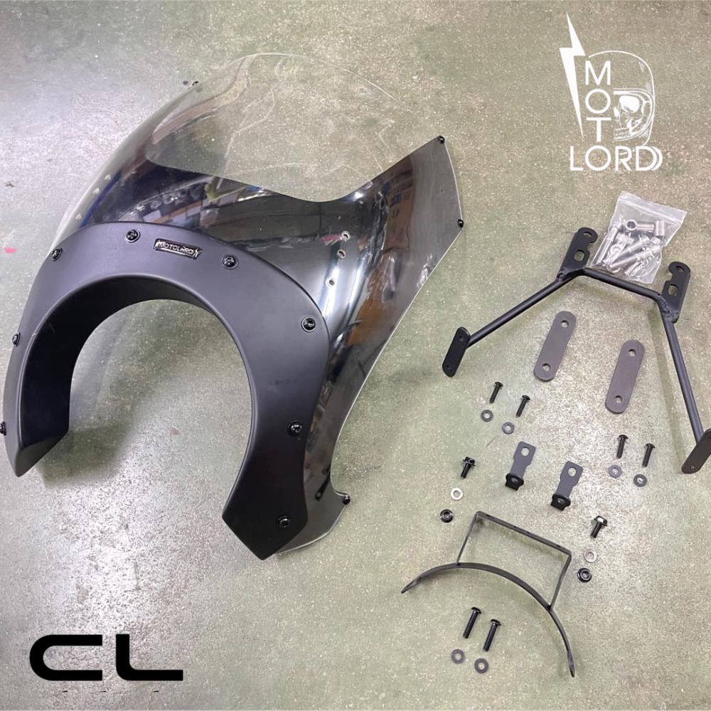 モトロード ホンダCL250/500用ヘッドライトカウルV4[ブラック/クリア