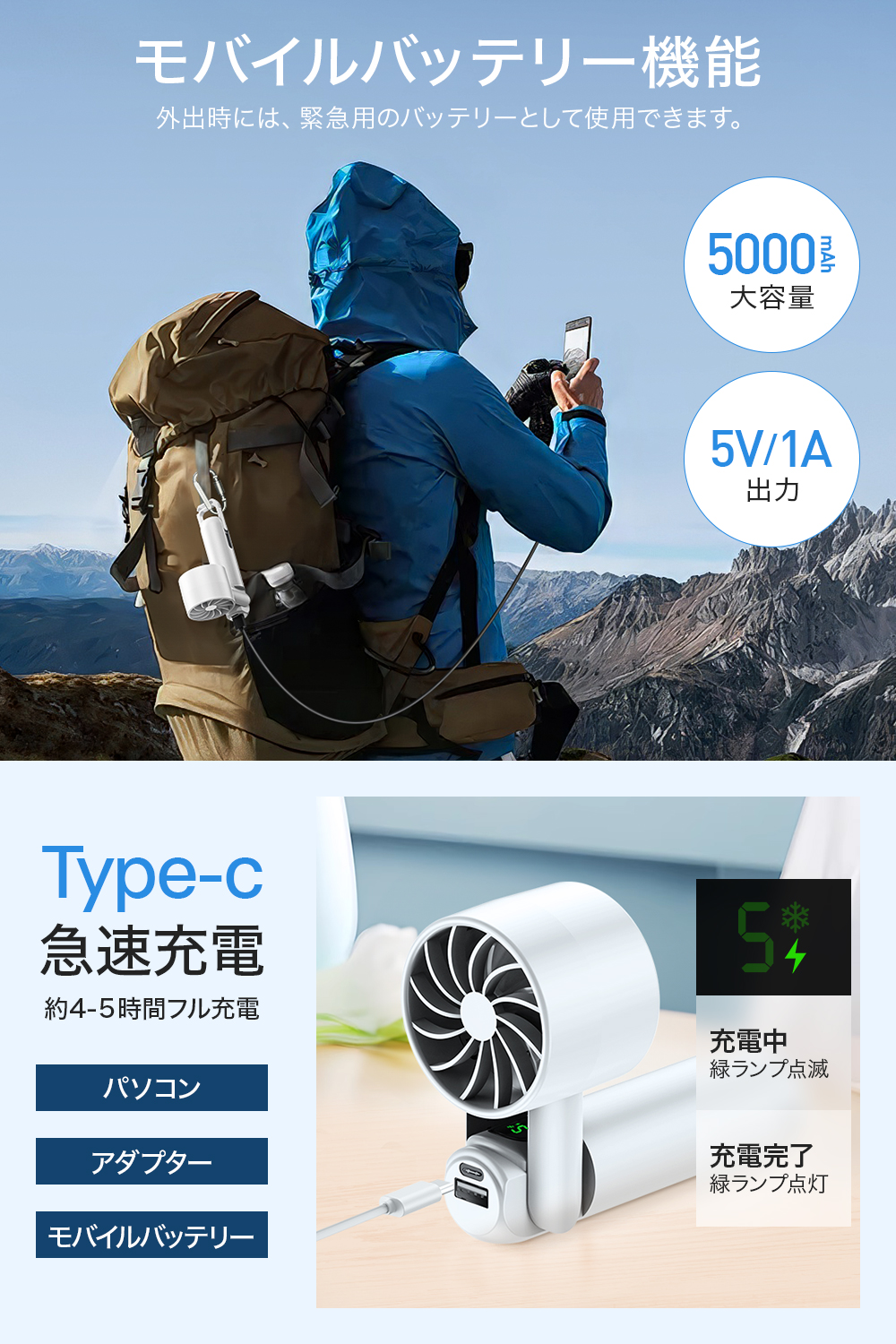 Amazon | 携帯扇風機 【2024新型モデル 冷感プレート付き 急速