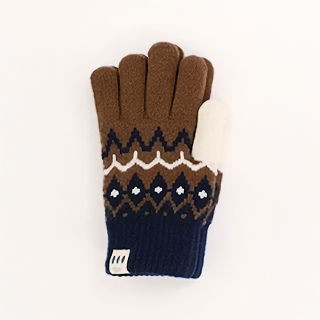 フェアアイル柄手袋 手袋 もこもこ裏地付き レディース 大人 おしゃれ