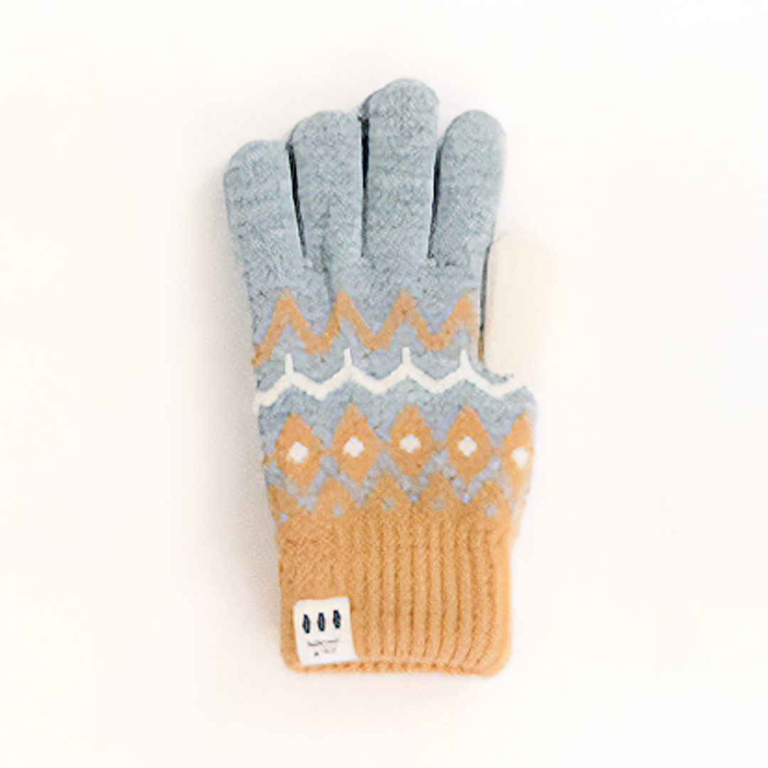 フェアアイル柄手袋 手袋 もこもこ裏地付き レディース 大人 おしゃれ