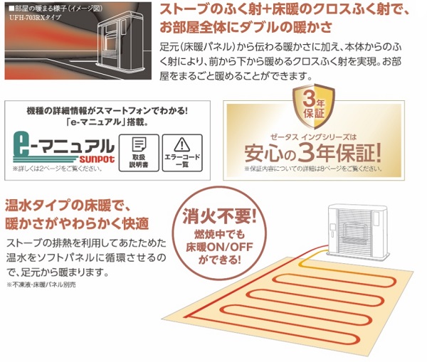 長府製作所(CHOFU) サンポット FF式 石油 灯油 ストーブ 床暖 UFH