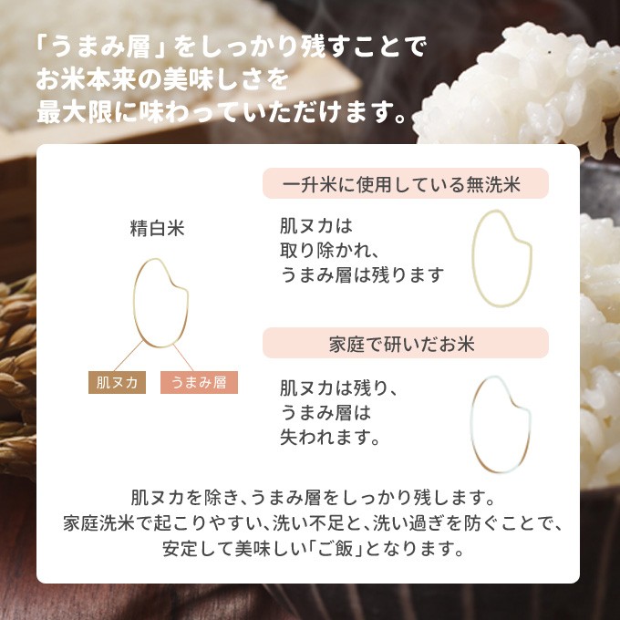 ううまみ層を残すことでお米本来の美味しさを最大限に味わっていただけます