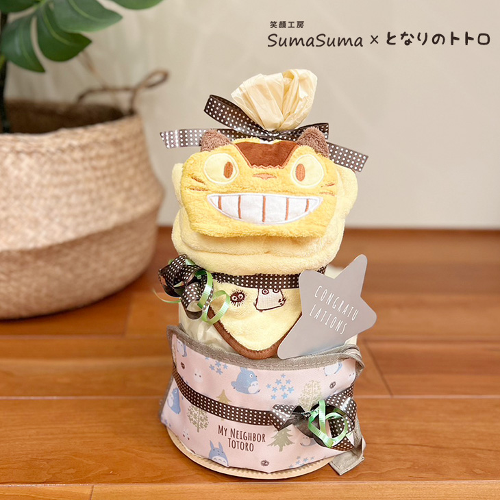 となりのトトロ　ハンカチ　おむつケーキ　新品　ガラガラ　出産祝い　タオル　ジブリ パンパース 出産祝い おむつケーキ となりのトトロ タオル