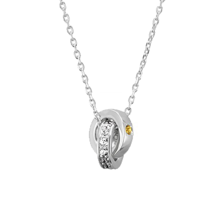 リボン済&紙袋 4℃ ネックレス 11月誕生日石 シトリン ダブルループ 4°c 4度 4c 4ドシー レディース プレゼント ジュエリー アクセサリー サークルの画像