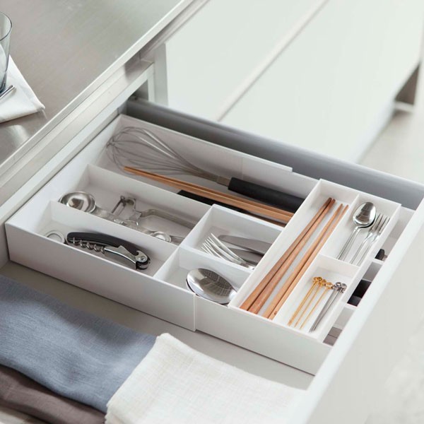 Plate(山崎実業) 伸縮＆スライド カトラリートレー プレート 03384