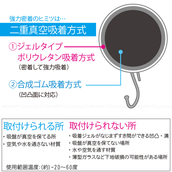 強力吸盤フック 5.5cm KQWJ-550「コンパクト便」/ 強力 フック