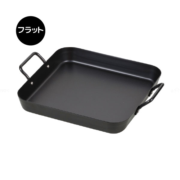 IHでもガスでも使える鉄製角型プレート25×25cm / 鉄鍋 鉄製 プレート 調理 鍋 角型 ガス IH 卓上 コンロ オール電源 焼肉 ステーキ キャンプ アウトドア | パール金属 | 01