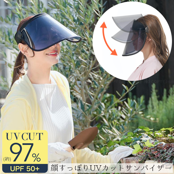 【マークアンドロナ】 UVカット機能付き クリア サンバイザー 顔まですっぽり UVカットバイザー / サンバイザー バイザー UVカット