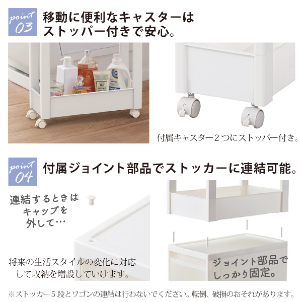 天馬 Favie スキピタワゴンW 4段 W030W / ファビエ すき間 収納 ワゴン