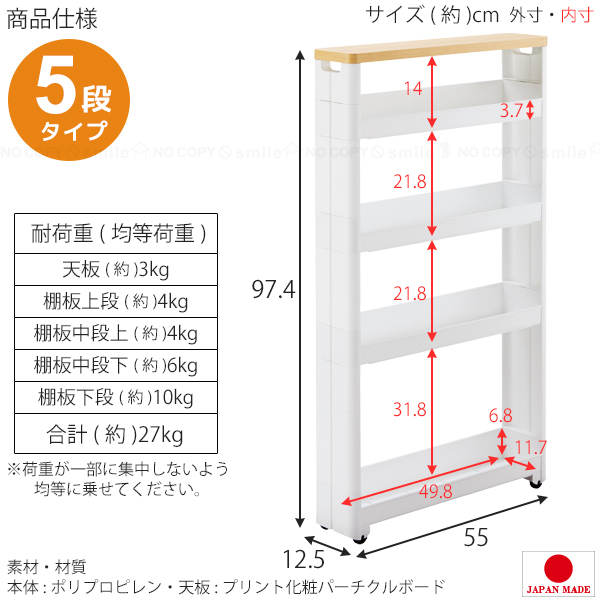 不動技研（FUDOGIKEN） スマートワゴンFit WT55 5段タイプ F2543