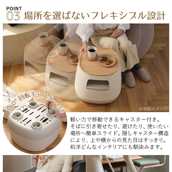 RISU（リス） poapel 天板付き動かせるくつろぎ収納 ローテーブル