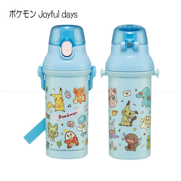 抗菌 食洗機対応 直飲み プラワンタッチ ボトル 480ml / 水筒 ボトル キャラクター プッシュ式 直飲み子供用 軽量 遠足 肩ひも ベルト 日本製 スケーター | スケーター | 14