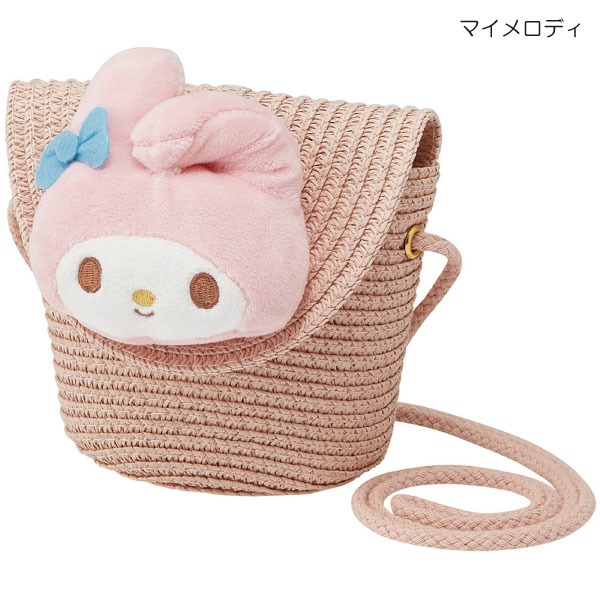 sanrio（サンリオ） ストロー素材 フラップ型 ショルダーバッグ