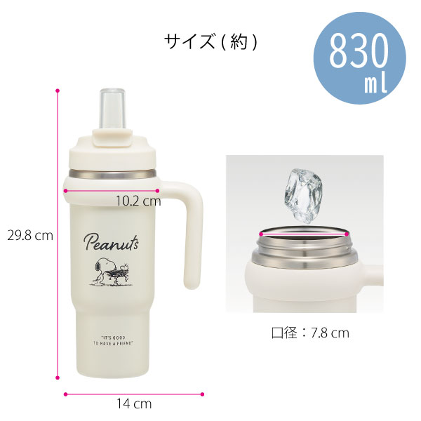 スケーター ハンドル付 2WAY ストロー ステンレス タンブラー 830ml