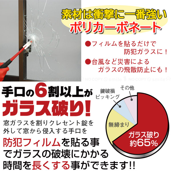 防犯フィルム 透明ガラス用 39×47cm(2枚入) BGF4739 / 水貼り 窓ガラス