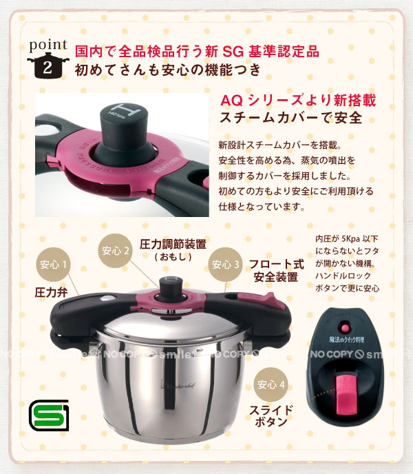 ワンダーシェフ魔法のクイック料理AQシリーズ 両手圧力鍋5.5L「AQDA55