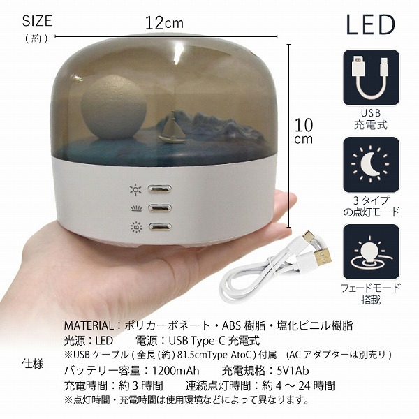 アントレックス ジオラマランプ ムーン / USB 充電式 LED ジオラマ 月