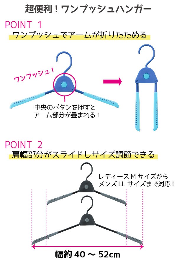 サワフジ ワンプッシュハンガー 2本組 OP-02 「ゆうパケ送料無料