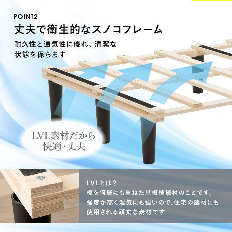 耐圧分散に優れた ボンネルコイルマットレス付 すのこベッド セミダブルサイズ 幅195cm 奥行120cm（全2色）圧縮梱包＆簡単組立(工具不要)｜smile-interior｜11