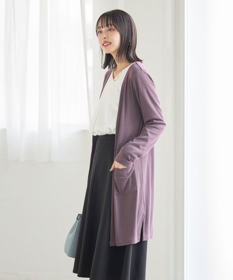 ロングカーディガン　羽織り　カットソー カーディガン/ボレロ トップス レディース 最新な