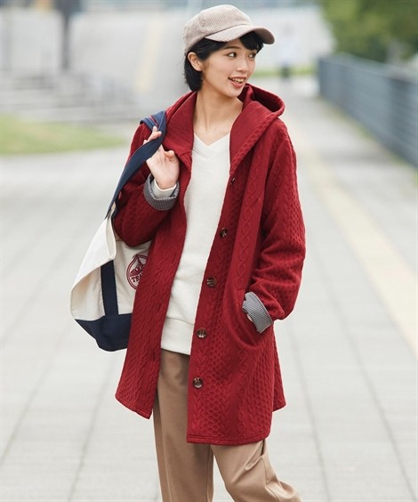 L-10L さっと羽織れるケーブル柄カットソーコーディガン アウター 大きなサイズ 30代 40代 50代 女性 秋 晩夏 秋服 大きいサイズ レディース 40代 50代